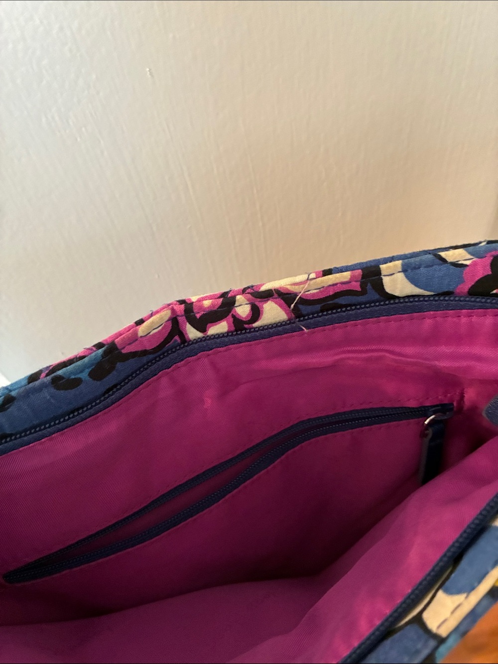 Vera Bradley Navy Floral Quilted Crossbody with Pink & Cream Accents - Picture 4 of 8